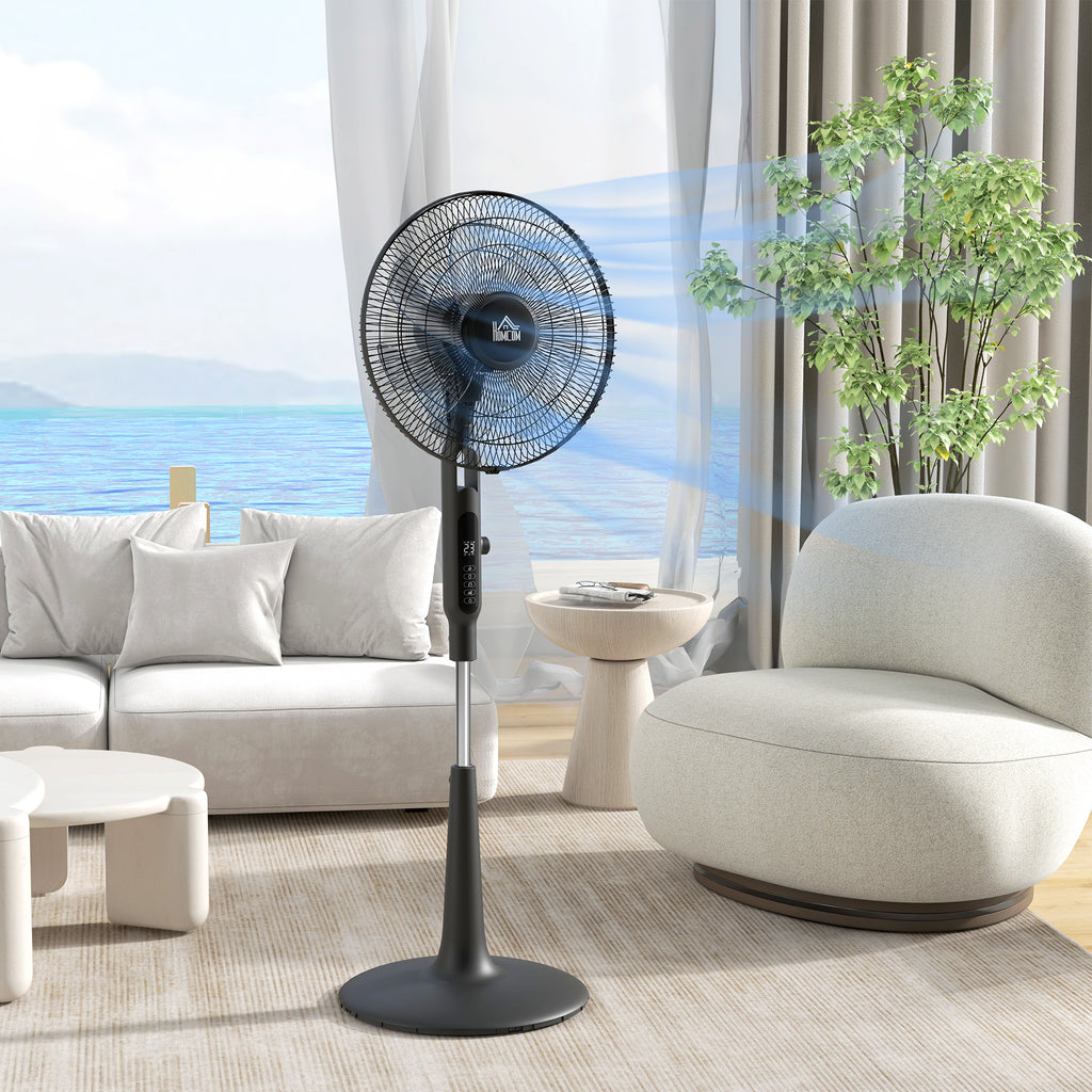 HOMCOM Standventilator Ø 42cm 40W 3 Modi 28 Geschwindigkeiten, Mückenschutzfunktion, höhenverstellbar schwenkbar 75° schwarz