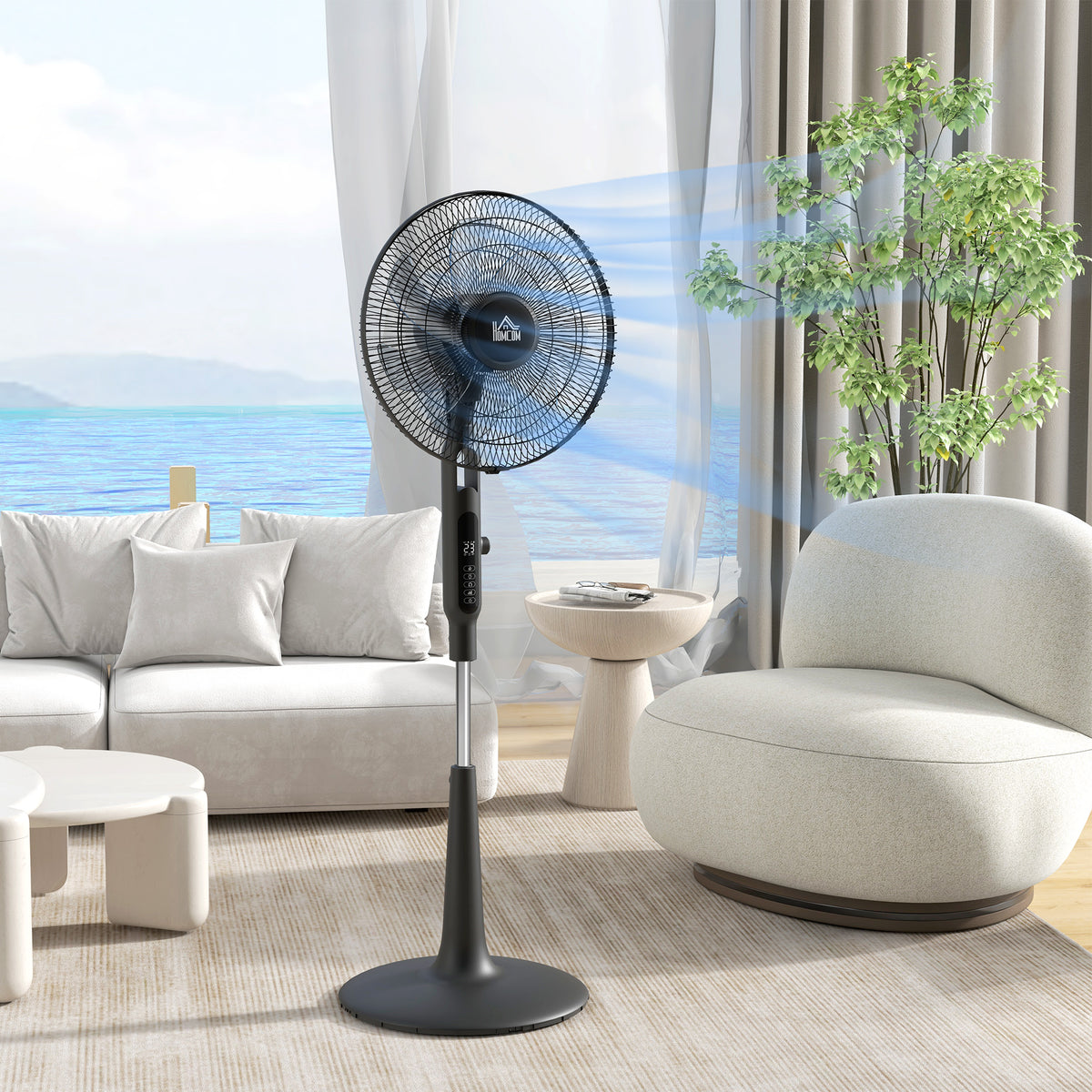 HOMCOM Standventilator Ø 42cm 40W 3 Modi 28 Geschwindigkeiten, Mückenschutzfunktion, höhenverstellbar schwenkbar 75° schwarz