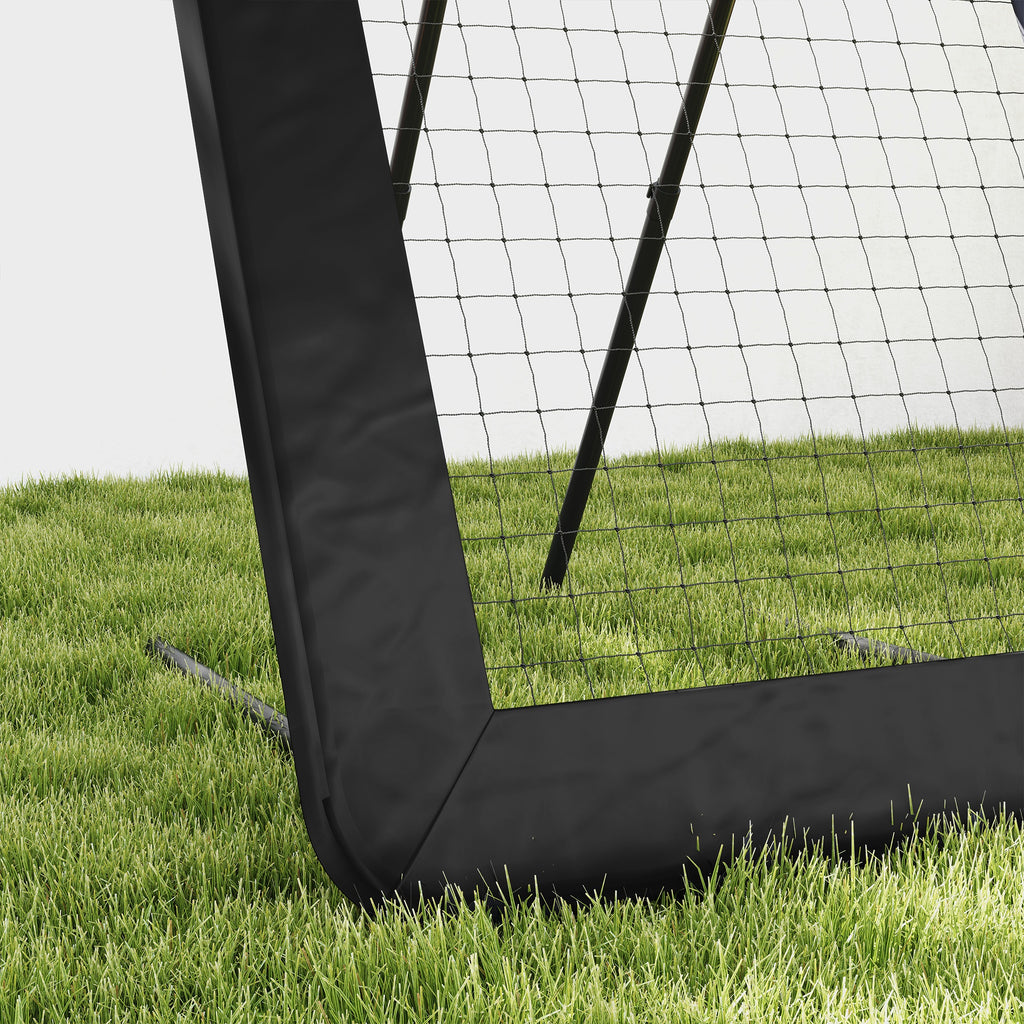 HOMCOM Rebounder für Fußball, Prellwand mit Schutzkante Heringen, verstellbar in 5 Stufen, tragbares Rebound, Fußballtor für Jugendliche, Rückprallwand für Handball Training 128x118x120cm, Schwarz
