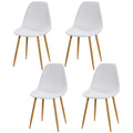 HOMCOM Esszimmerstuhl 4er-Set, Metallbeine in Holzoptik, rutschfeste Füße, bis 120 kg, Weiß/Holzdekor