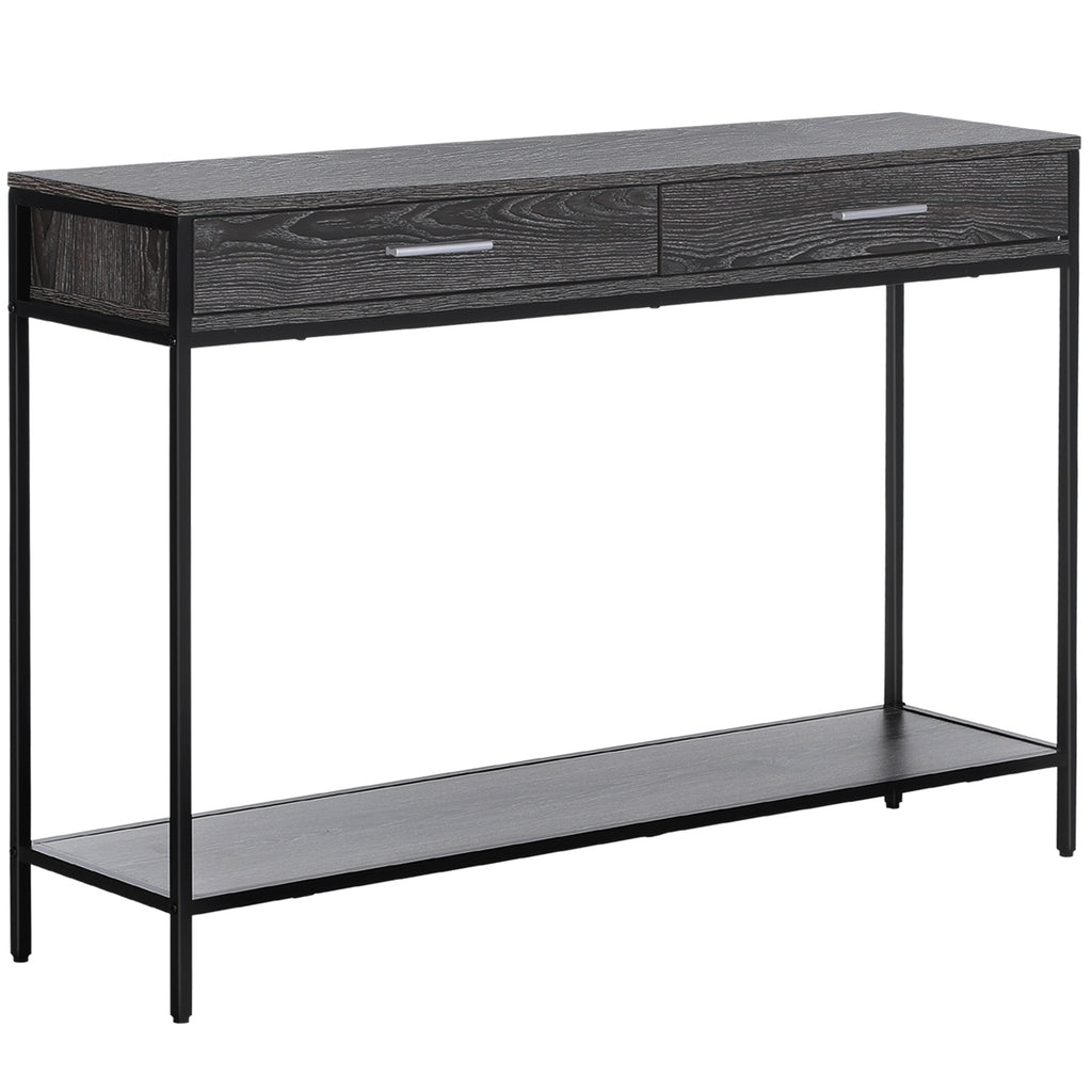 HOMCOM Konsolentisch Eingangstisch Beistelltisch 2 Schubladen Unterregal Stahl Grau 120 x 30 x 81,5 cm