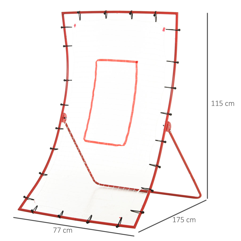 HOMCOM Fußball-Rebound-Netz, Fußball-Rebounder, verstellbare Winkel, Befestigungszubehör inklusive, Rot, Weiß