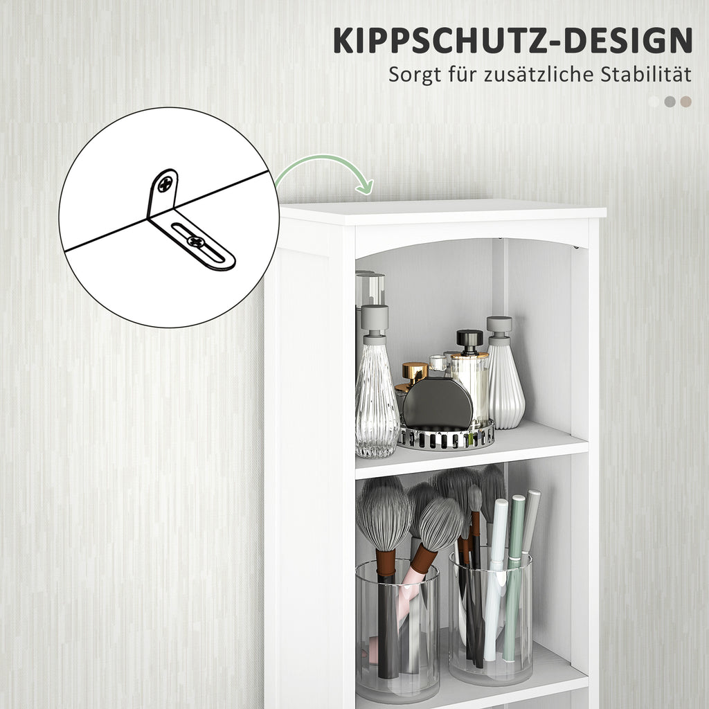 HOMCOM Badezimmerschrank mit 3 Regalen, 1 Schublade, robust, MDF, Weiß