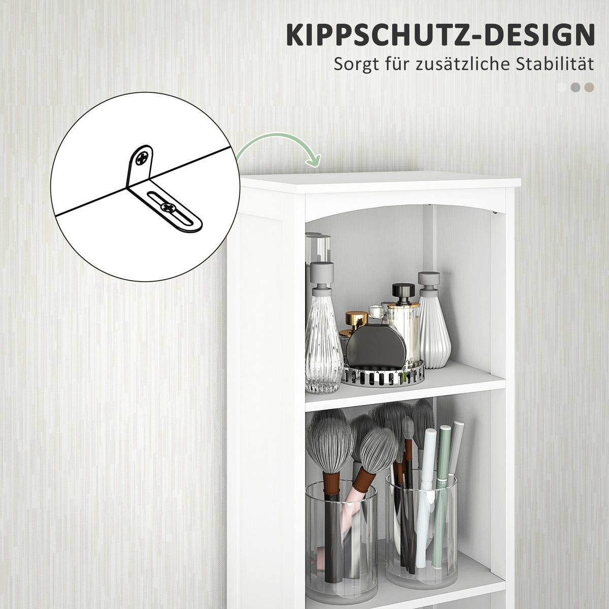 HOMCOM Badezimmerschrank mit 3 Regalen, 1 Schublade, robust, MDF, Weiß