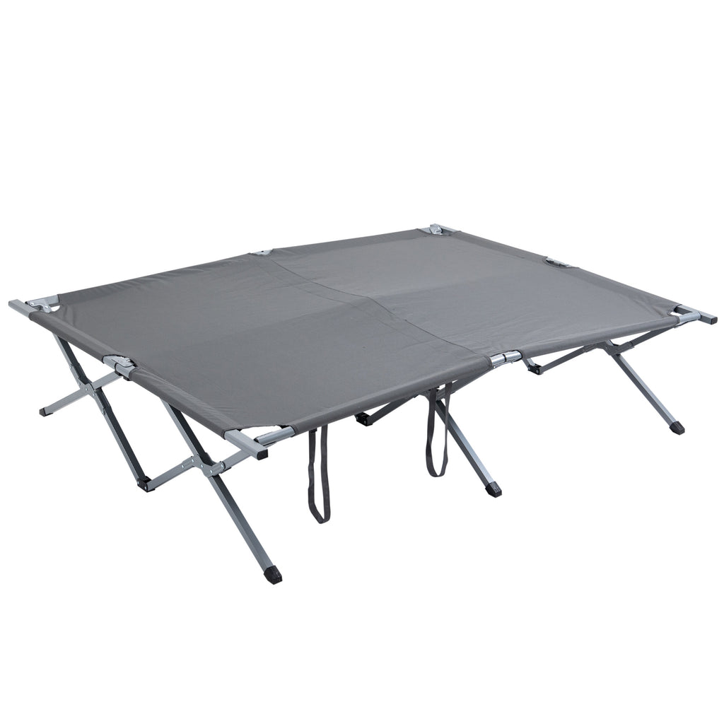Outsunny Campingbett mit Zelt erhöhtes Feldbett für 2 Person Kuppelzelt mit Luftmatratze inkl. Tragetasche Grau 200 x 146 x 159 cm