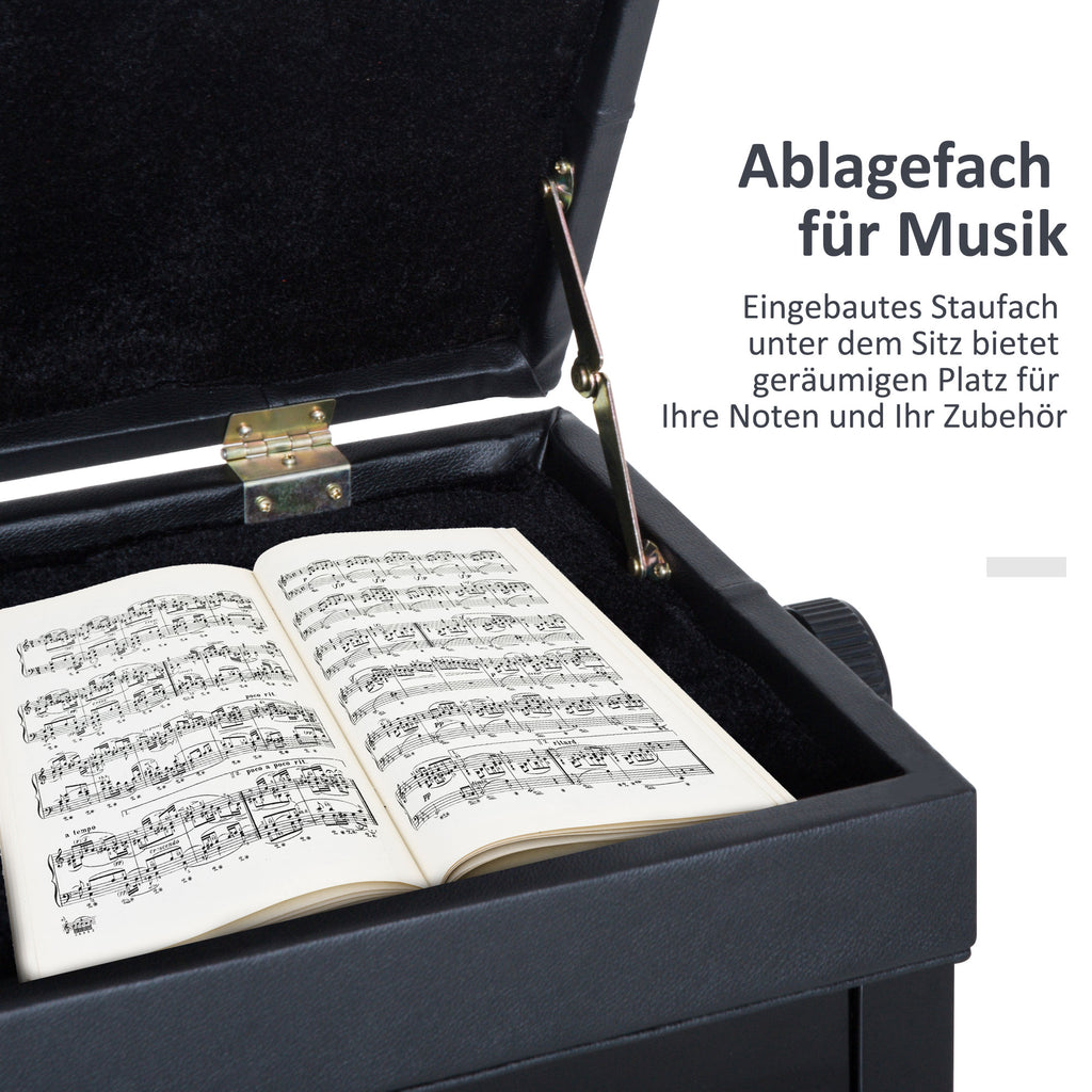 HOMCOM Klavierhocker Klavierbank Klavier Bank Schminkhocker Hocker mit Stauraum höhenverstellbar 54,5 x 33 x 48-58 cm