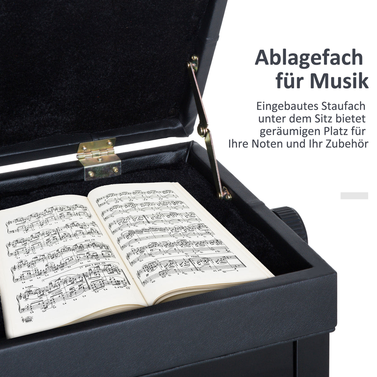 HOMCOM Klavierhocker Klavierbank Klavier Bank Schminkhocker Hocker mit Stauraum höhenverstellbar 54,5 x 33 x 48-58 cm