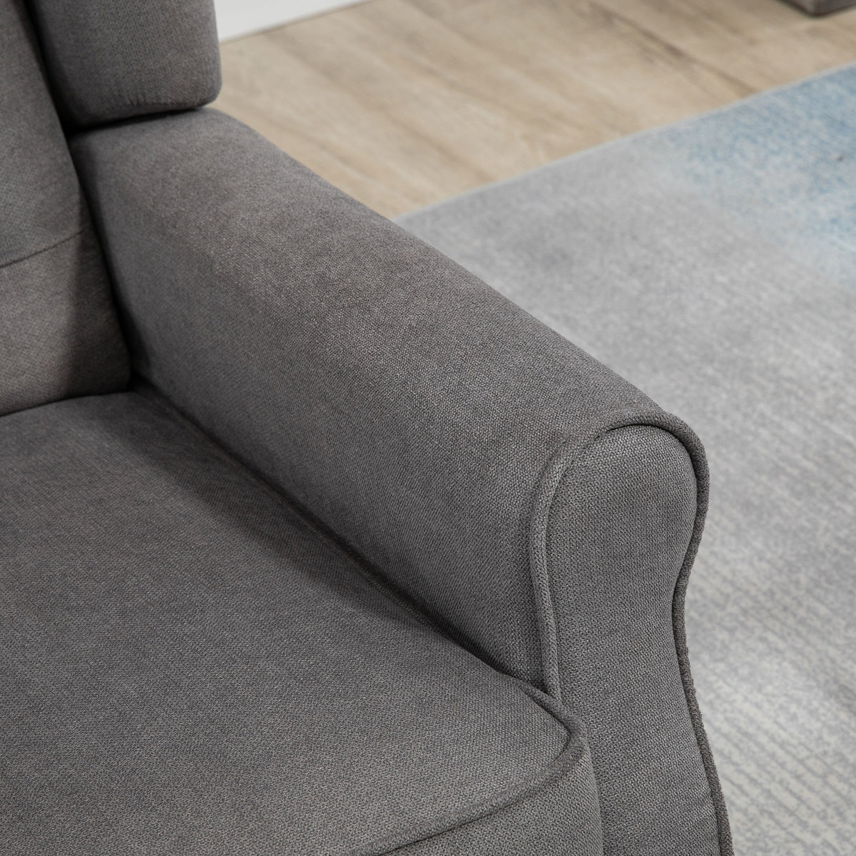 HOMCOM Ohrensessel im Vintage-Design, Lesesessel, Akzentsessel, Holzbeine, Knopfheftung, Grau + Schwarz