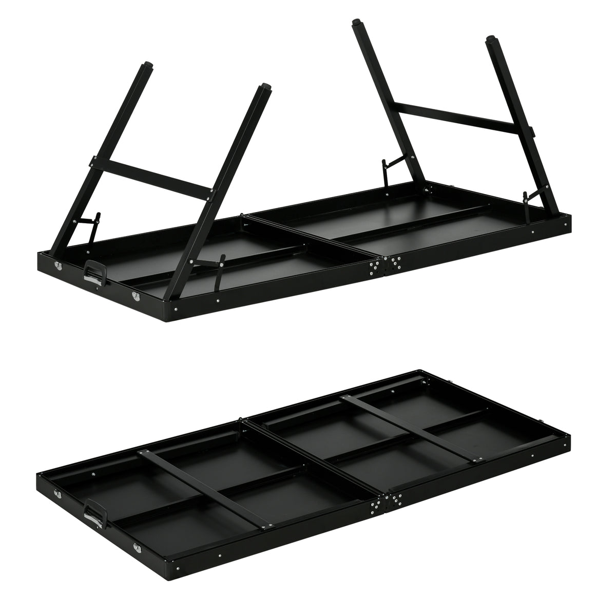 SPORTNOW Tischtennisset, faltbar, Schloss und Griff, Aluminiumrahmen, 152x76x72 cm, Schwarz