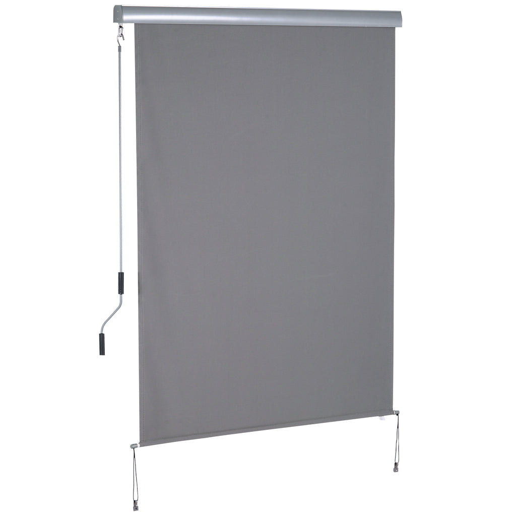 Outsunny Senkrechtmarkise Balkonmarkise Vertikalmarkise Windschutz Seitenrollo Sichtschutz mit Handkurbel Polyesterstoff+Aluminium Grau 200 x 140 cm