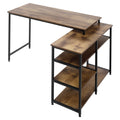 HOMCOM Eckschreibtisch Winkelschreibtisch PC-Tisch Computertisch Bürotisch Regal Schublade L-Form Spanplatte Metall Rustikales Braun 135 x 90 x 79 cm