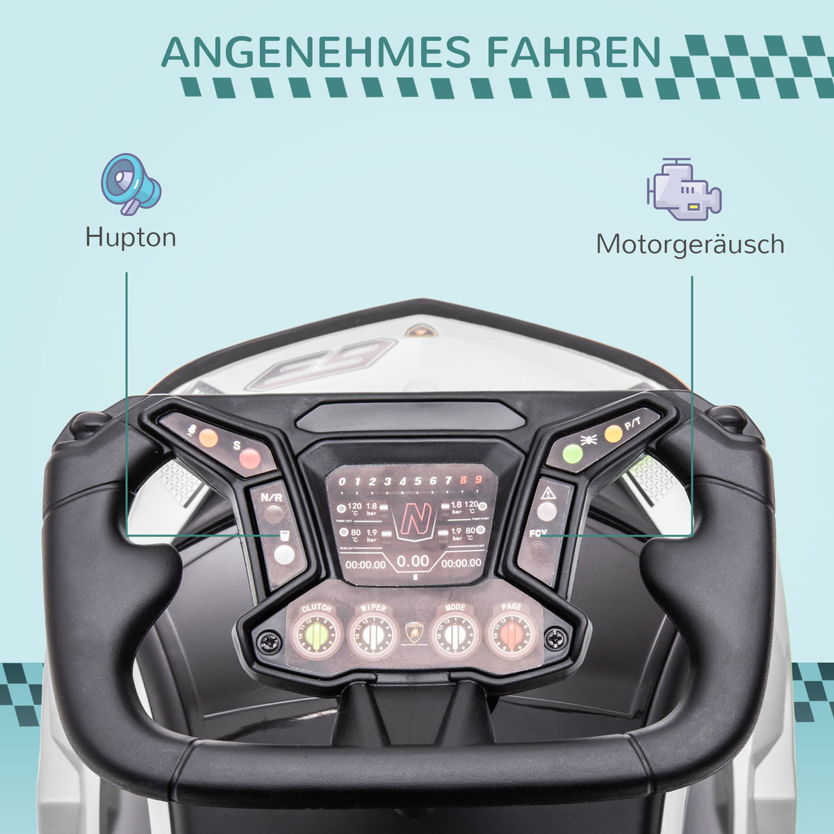 AIYAPLAY Rutscher Lamborghini-lizenziert, Rutscherauto mit Soundeffekten, Kippschutz, 67 cm x 28 x 38 cm