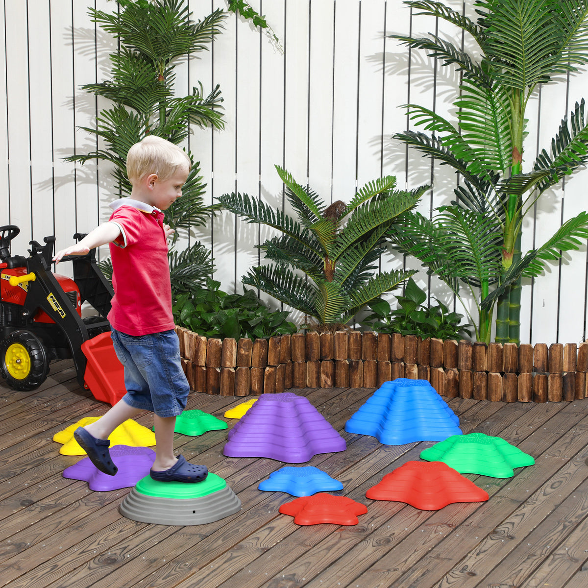 ZONEKIZ Trittsteine-Set für Kinder ab 3 Jahren, 11 Steine, rutschfest, bis 80 kg, Seestern-Design