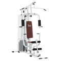 HOMCOM Gym Kraftstation Fitnessstation Multigym Fitnesscenter Fitnessgerät inkl. Gewichten Latzug Beincurl  Metall PU-Kunstleder Weiß 150 x 110 x 210 cm