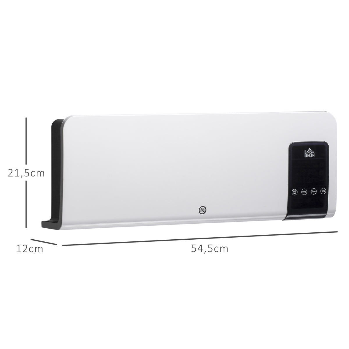 HOMCOM Wandheizlüfter elektrische Keramik-Heizung PTC - 1000 W / 2000 W mit Schwenkung Timer Fernbedienung weiß
