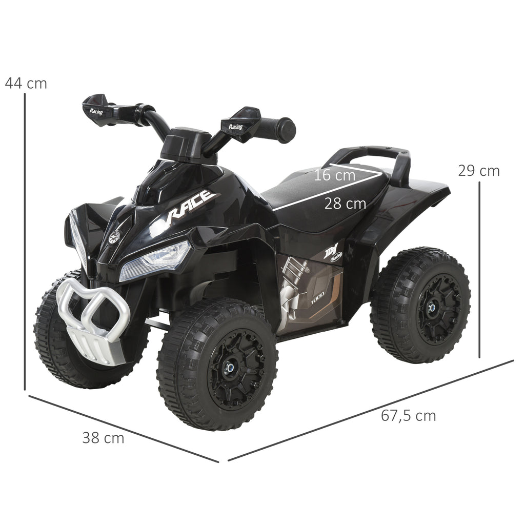 HOMCOM Kinder-Quad 18-36 Monate Abmessungen 67L x 38B x 44H cm Licht- und Soundeffekte Schwarz