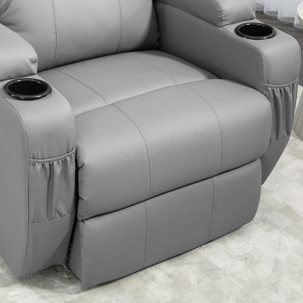 HOMCOM Elektrischer Relaxsessel mit Aufstehhilfe, Getränkehalter, 4 Taschen, 84x92x109 cm, Hellgrau
