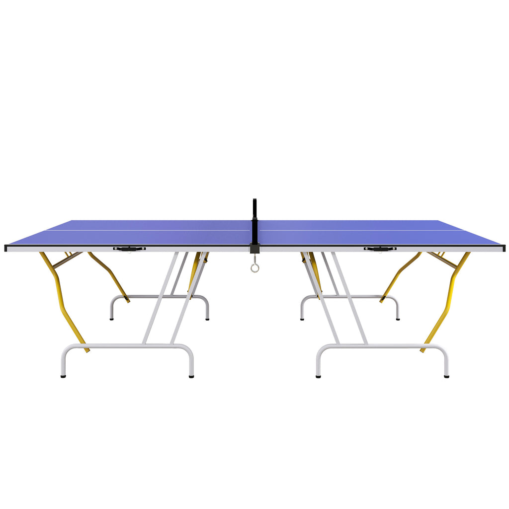 SPORTNOW Tischtennisplatte, klappbar, inkl. 2 Schläger, 3 Bälle, Netz, In- & Outdoor, Metallgestell, 274x152x76cm, Blau