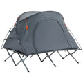 Outsunny Campingbett mit Zelt erhöhtes Feldbett für 2 Person Kuppelzelt mit Luftmatratze inkl. Tragetasche Grau 200 x 146 x 159 cm