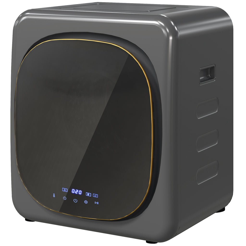 HOMCOM Wäschetrockner mit UV-Desinfektion, kompakte Bauweise, 4 kg Kapazität, Edelstahl, Grau