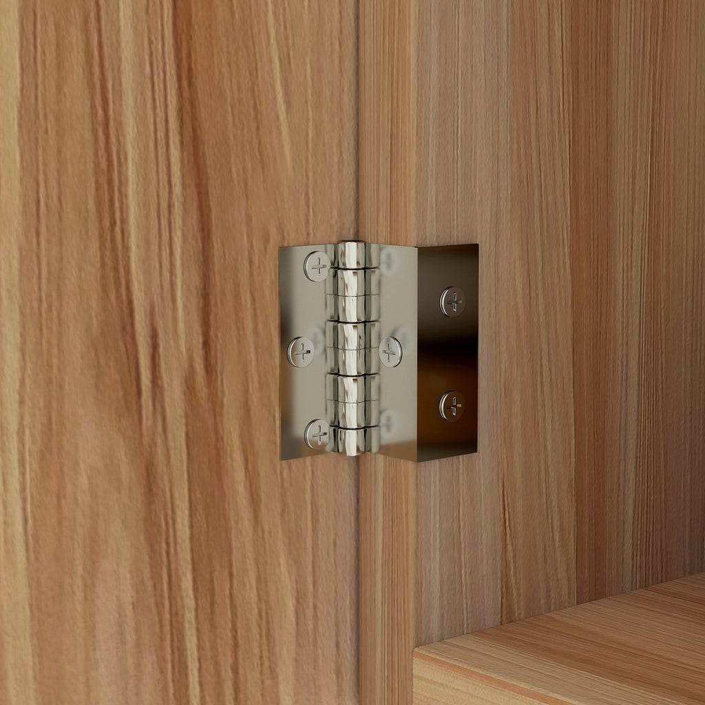 HOMCOM Wandspiegelschrank Badezimmer mit ovalem Spiegel 45 x 90 cm modern rahmenlos Naturholz