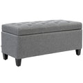 HOMCOM Sitzbank, Polsterbank mit Stauraum, leinenartiges Polyester, Kautschukholz, 100 x 40 x 44 cm, Hellgrau