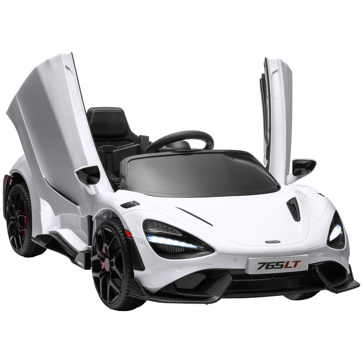 AIYAPLAY Kinder-Elektroauto mit Flügeltüren, fernsteuerbar, mit sanftem Antrieb und LED-Lichtern, Weiß
