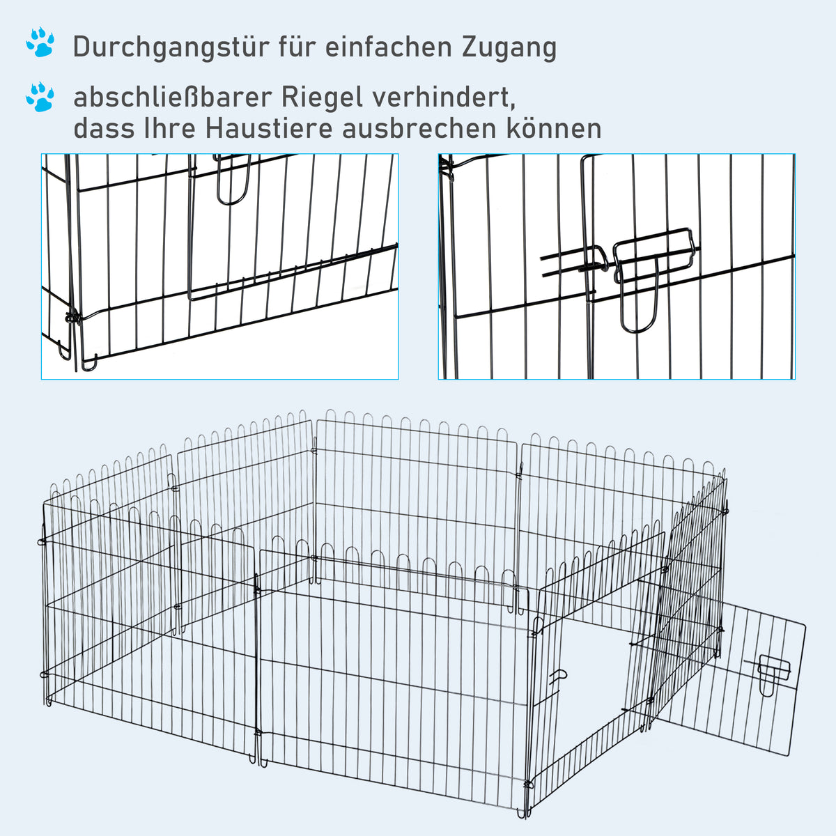 PawHut Welpenauslauf Welpenzaun Laufstall Freilaufgehege Welpengitter 5 Maßen (Maße: 71x61cm)