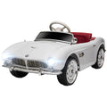 HOMCOM Elektroauto für Kinder Lizenz BMW 507 Retro-Vintage-Stil 12V max. 5 km/h Fernbedienung Weiß