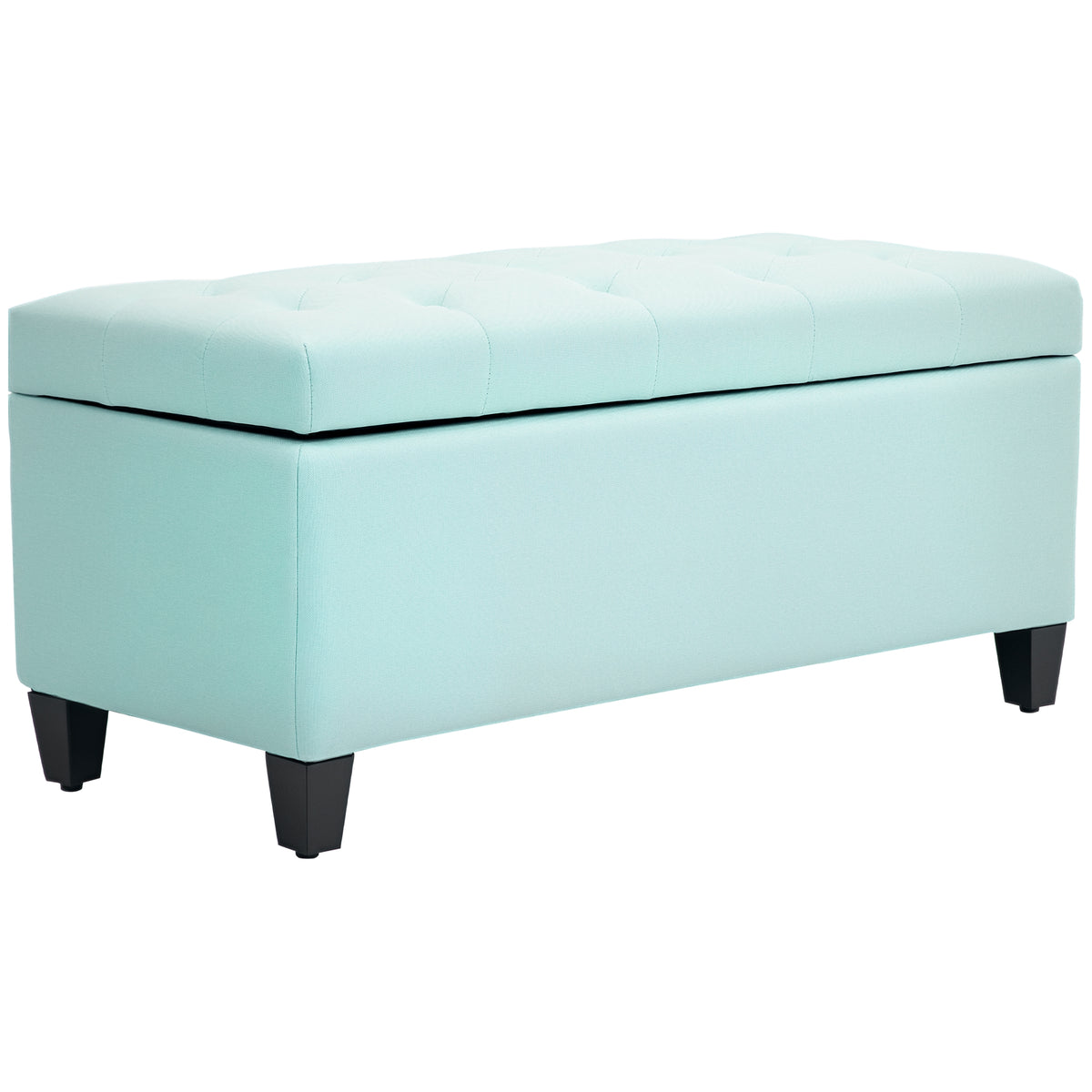 HOMCOM Sitzbank, Polsterbank mit Stauraum, leinenartiges Polyester, Kautschukholz, 100 x 40 x 44 cm, Grün