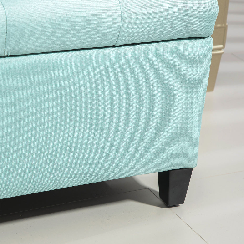 HOMCOM Sitzbank, Polsterbank mit Stauraum, leinenartiges Polyester, Kautschukholz, 100 x 40 x 44 cm, Grün