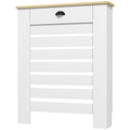 HOMCOM Heizkörperverkleidung Heizkörperabdeckung horizontale Lamellengitter mit 2 Schubladen aus Holz 78B x 19T x 95,5H cm weiß