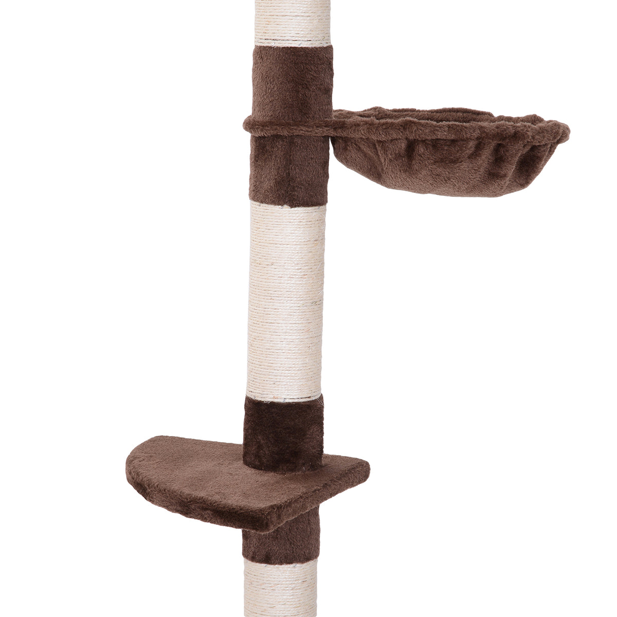PawHut Kratzbaum Deckenhoch höhenverstellbar, stabiler Katzenbaum mit Sisalsäulen, Katzen Kletterbaum, Braun, 40 x 34 x 230-260 cm