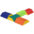 HOMCOM Set Weiche Bausteine für Kinder mit 5 rechteckigen und trapezförmigen Blöcken, aus PU und EPE, 48,3x19,1x48,3 cm, Multicolor