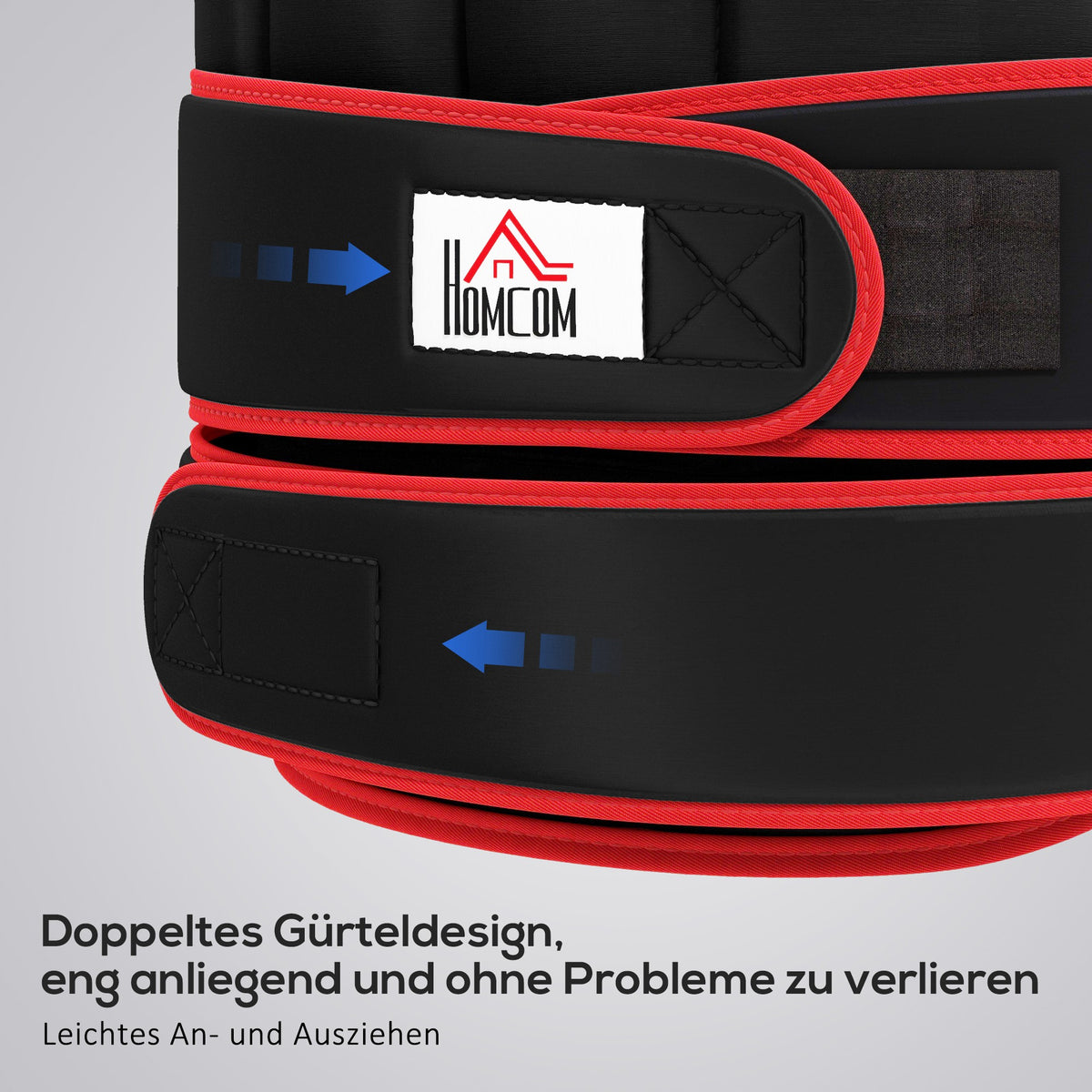 HOMCOM 20 kg Trainingsweste Gewichtsweste mit doppelten Gurten verstellbar Krafttraining Fitness Oxford Metall-Sand Schwarz+Rot 60 x 50 cm
