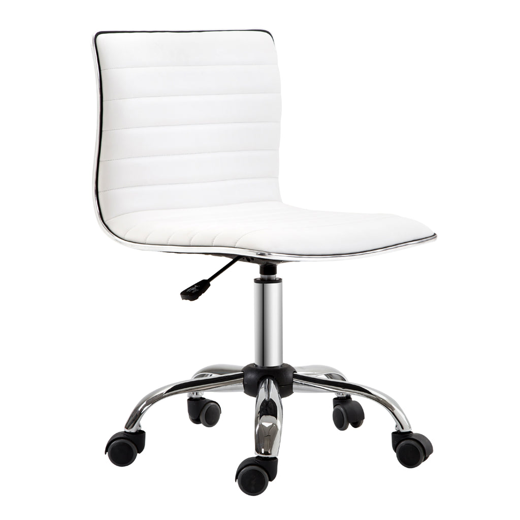 HOMCOM Friseurstuhl, Salonstuhl mit Rückenlehne, Höhenverstellbar, Stahl PU, Weiß, 48 x 52 x 78-90 cm