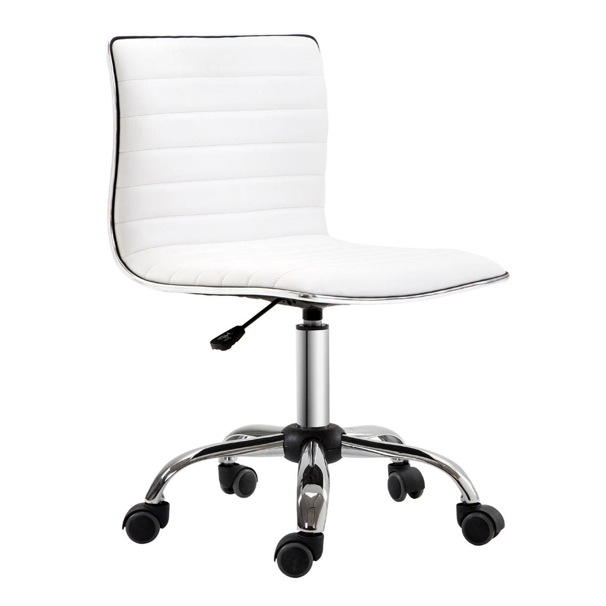 HOMCOM Friseurstuhl, Salonstuhl mit Rückenlehne, Höhenverstellbar, Stahl PU, Weiß, 48 x 52 x 78-90 cm
