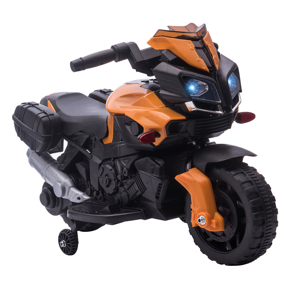 HOMCOM Elektromotorrad für Kinder 18-48 Monate mit Lichtern und Hupe, aus PP und Metall, 88,5x42,5x49 cm, Orange