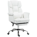HOMCOM Ergonomischer Bürostuhl, höhenverstellbar 48-56 cm, neigbare Rückenlehne, Fußstütze, Weiß